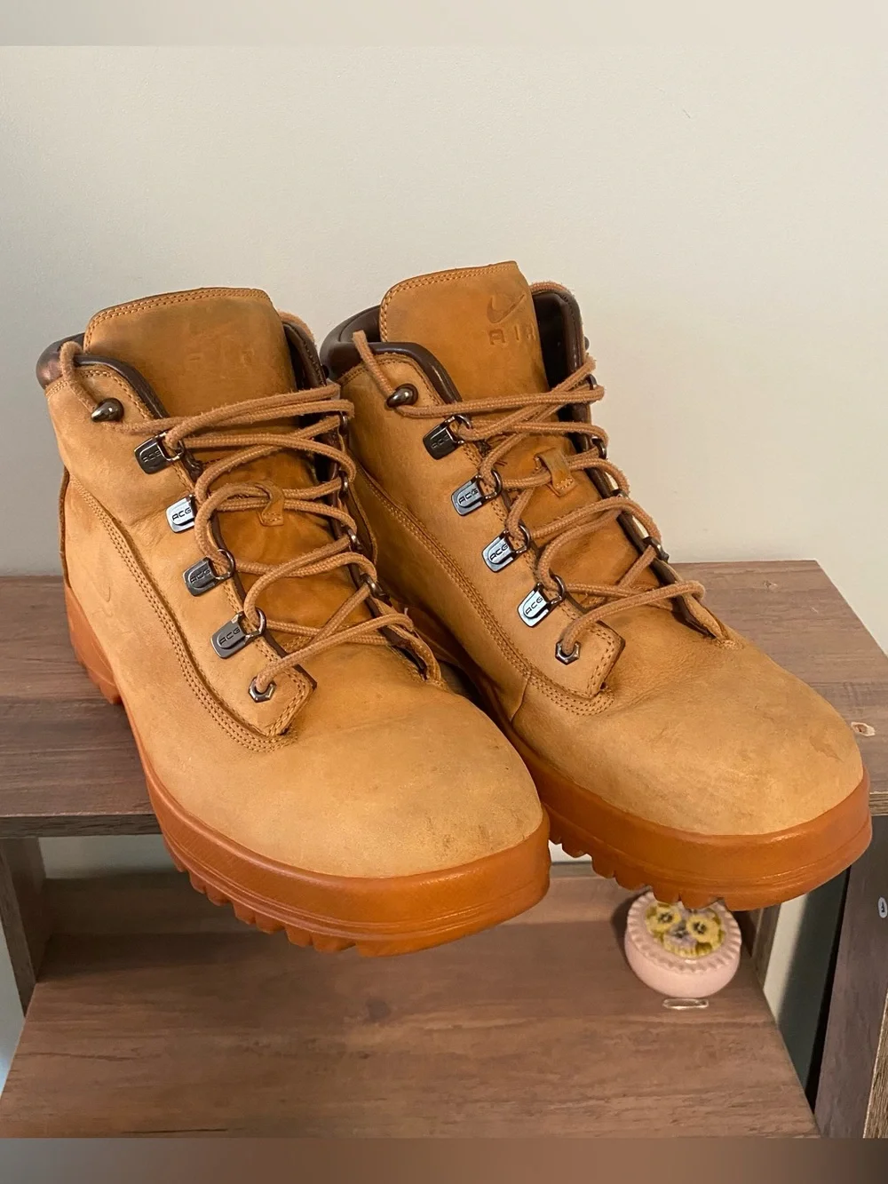 VTG Mens NIKE ACG Lace Up Hiking Combat Army Work Boots Brown Leather Size 12